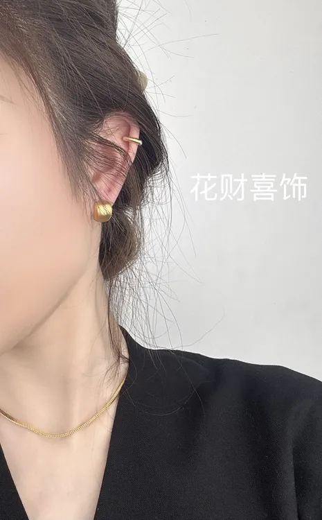 铜合金耳饰 高级感拉丝哑光金银豆豆百搭简约气质冷淡风极简6028