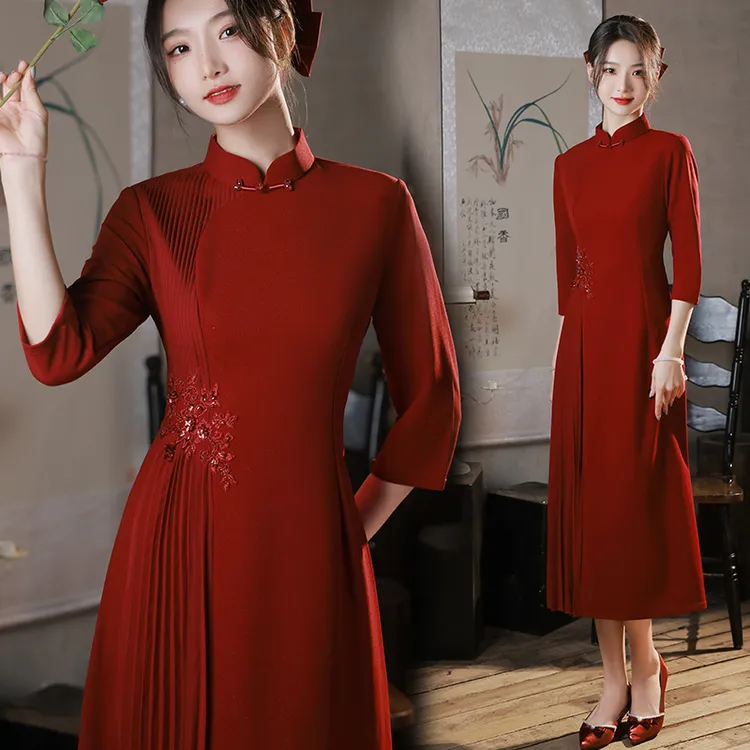 十月份婚宴装2025新款高端妈妈丈母娘礼服平时可穿新中式红色旗袍