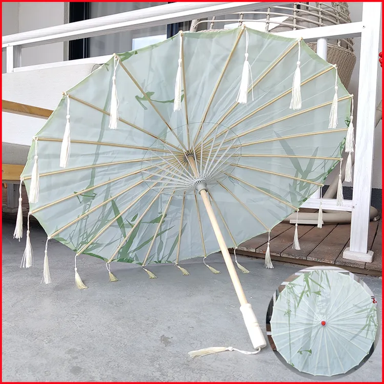 石鼓流苏伞绸布古风伞饭店装饰伞吊顶中国风古装汉服道具伞油纸伞
