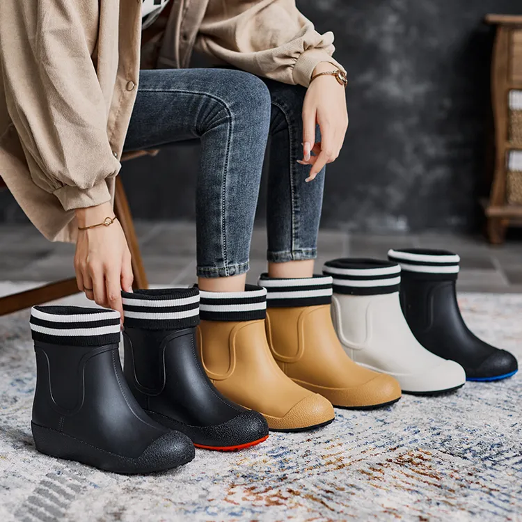 冬季保暖雨鞋女短筒水鞋防滑雨靴男士胶鞋 加绒内胆可拆 偏小1码