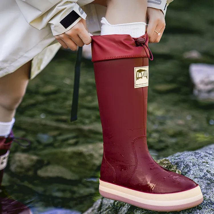丰吟秀情侣厚底高筒雨鞋女露营水鞋束口高帮钓鱼防水防滑雨靴男