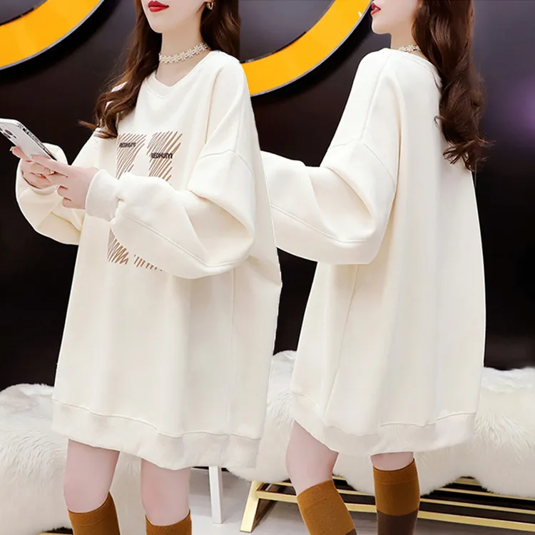 大码女装胖mm圆领薄款卫衣女春秋新款韩版宽松百搭遮肉长袖上衣潮