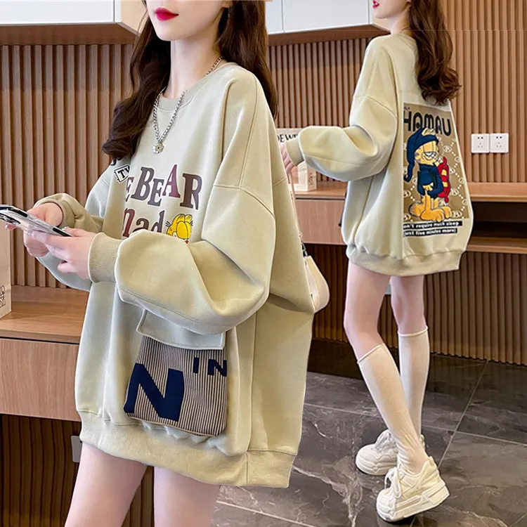 立体口袋设计感薄款卫衣女春秋新款韩版宽松百搭大码胖mm减龄上衣