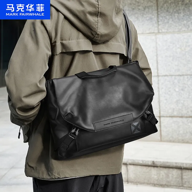 马克华菲斜挎包简约男单肩包邮差包背包休闲电脑包手提公文包通勤