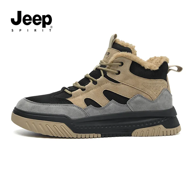 JEEPSPIRIT加绒潮鞋百搭冬季防寒保暖加绒雪地靴百搭加厚抗寒男鞋