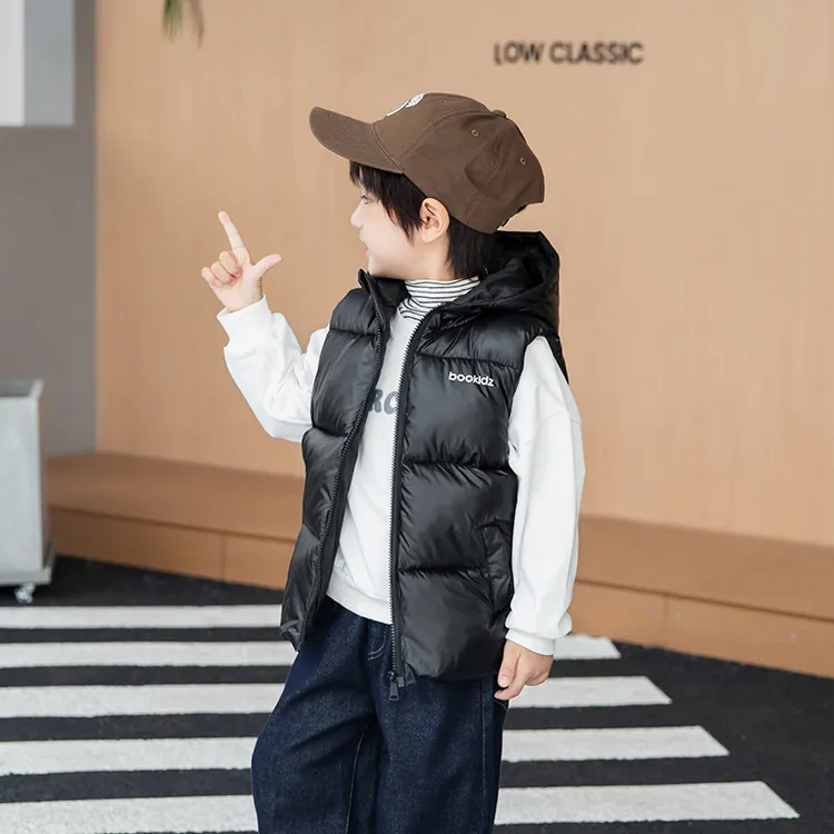 2025新款儿童棉马甲秋冬季连帽男女童宝宝背心加厚外穿中大童坎肩