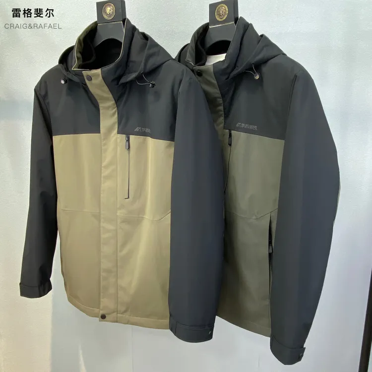 一衣三穿拼色加绒夹克外套保暖可脱卸内胆时尚休闲男装24秋冬新品