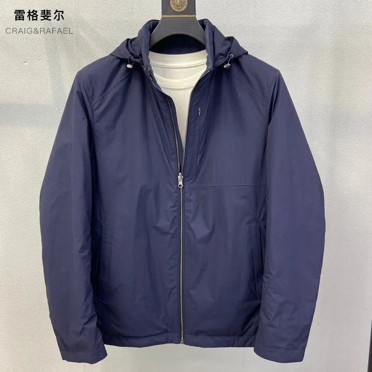两面穿帽可脱卸商务休闲棉服外套简约蓝色百搭高端男装24秋季新品