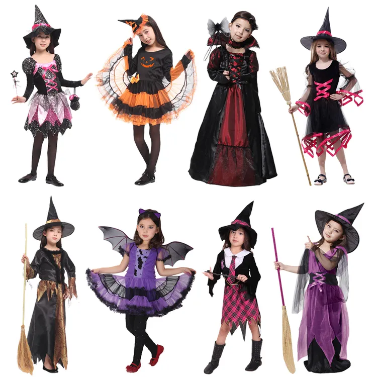 万圣节儿童服装女童巫婆装扮化妆舞会cos服饰表演演出衣服小女巫