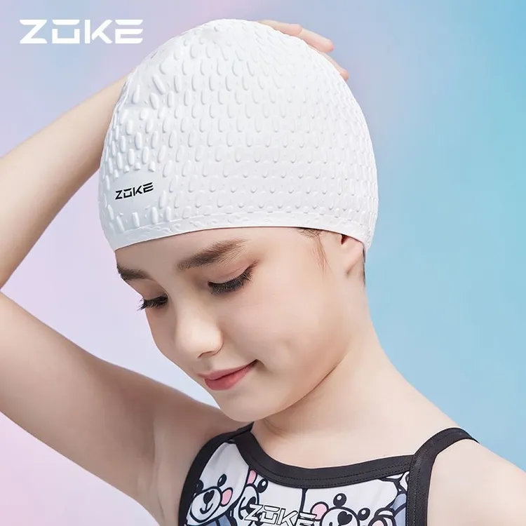 Zoke/洲克泳帽男女童成人硅胶防水舒适不勒头长发护耳游泳装备