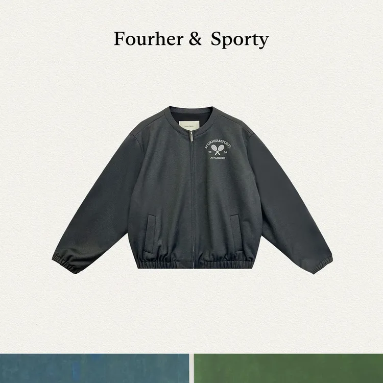 FOURHER 网球公社 联名运动复古刺绣 活力干练polo夹克外套