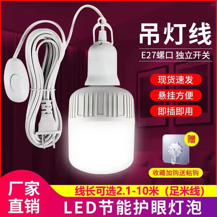 LED电灯插电灯悬吊式带线超亮节能家用床头灯小夜灯带开关吊线灯