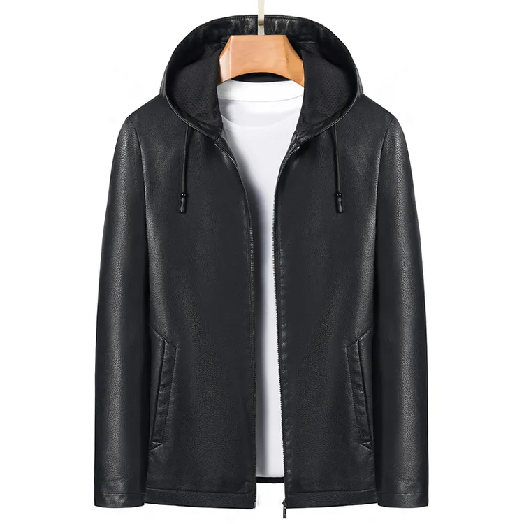 【山羊皮】男士新款山羊皮休闲时尚高端连帽秋冬外套商务加绒