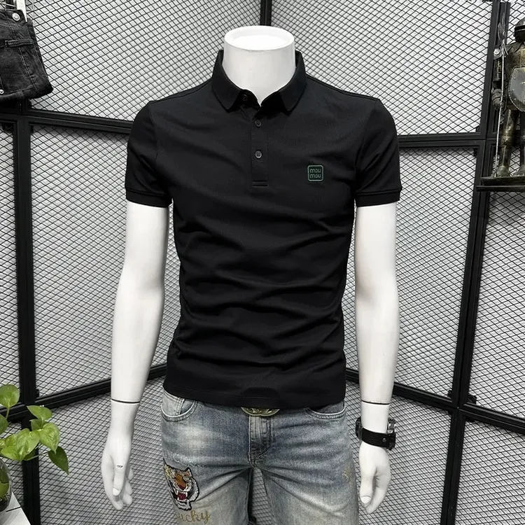 POLO衫男短袖t恤夏季潮牌2025新款潮流修身高端有领上衣体恤衫