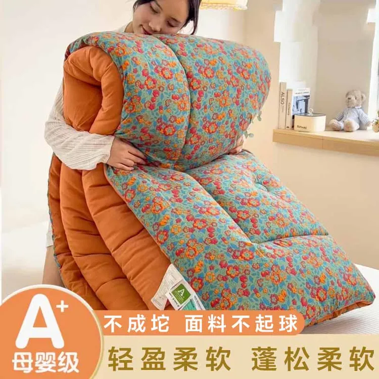加厚冬被A类母婴级双层纱春秋被保暖学生宿舍被子单双人棉被芯冬