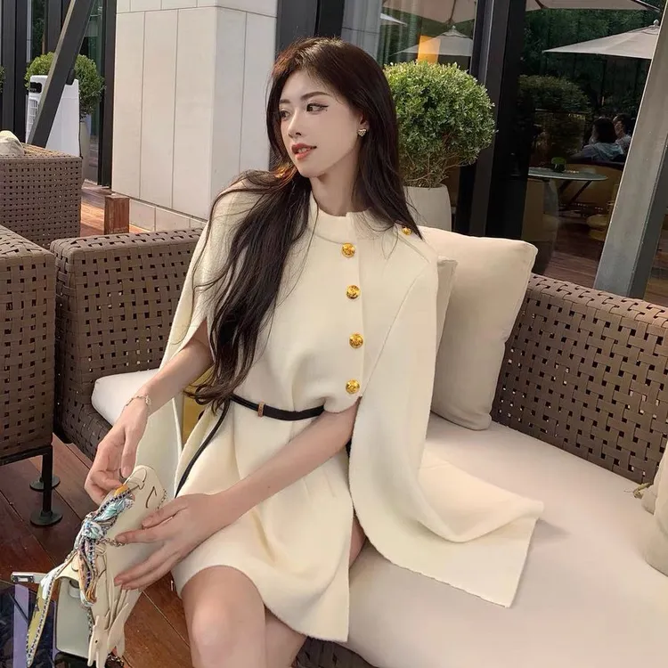 【不起球】财阀斗篷设计感不起球高级时髦洋气百搭斗篷外套女送腰带