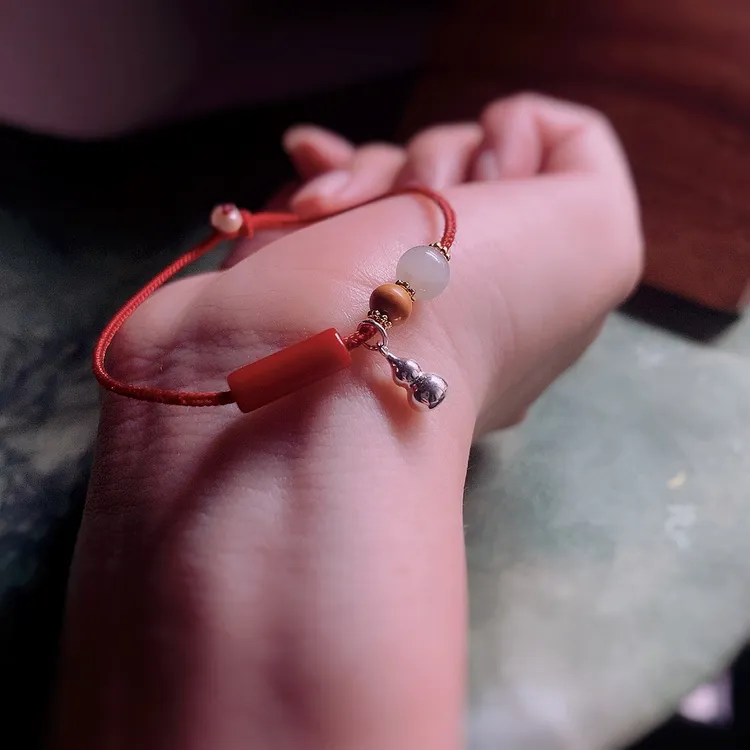 金婆婆手工编织红绳四面佛本命年手工超精细款精编8股1mm绳扣