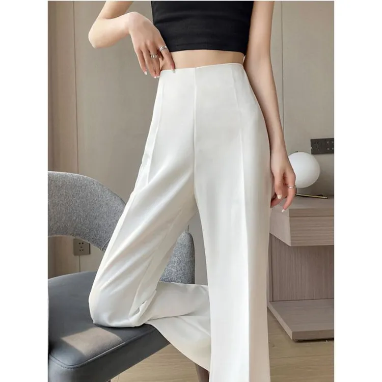 高腰西装裤女秋季修身显瘦微喇叭裤百搭时尚垂坠休闲裤微喇西装裤