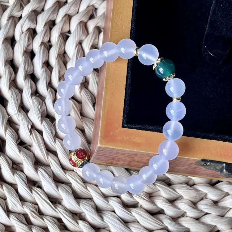 白月光冰胶百搭时尚玛瑙手串男女款精美玉手串