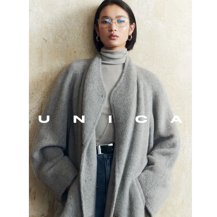 UNICA60年代VTG经典001_超轻意大利进口_苏力羊驼版复古荡领大衣