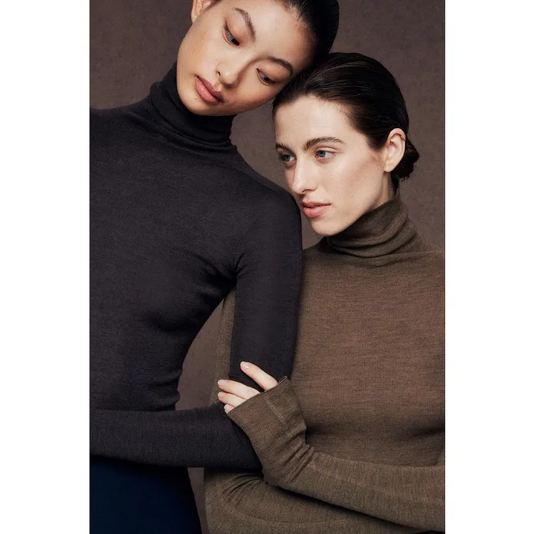 UNICA意大利Baruffa/biellaTEC120s绵羊毛岛精无缝针织打底衫