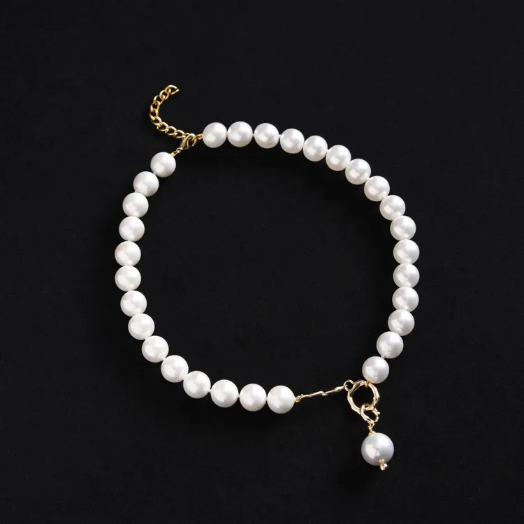 铜合金仿珍珠项链 小众轻奢原创设计珍珠项链气质百搭锁骨链