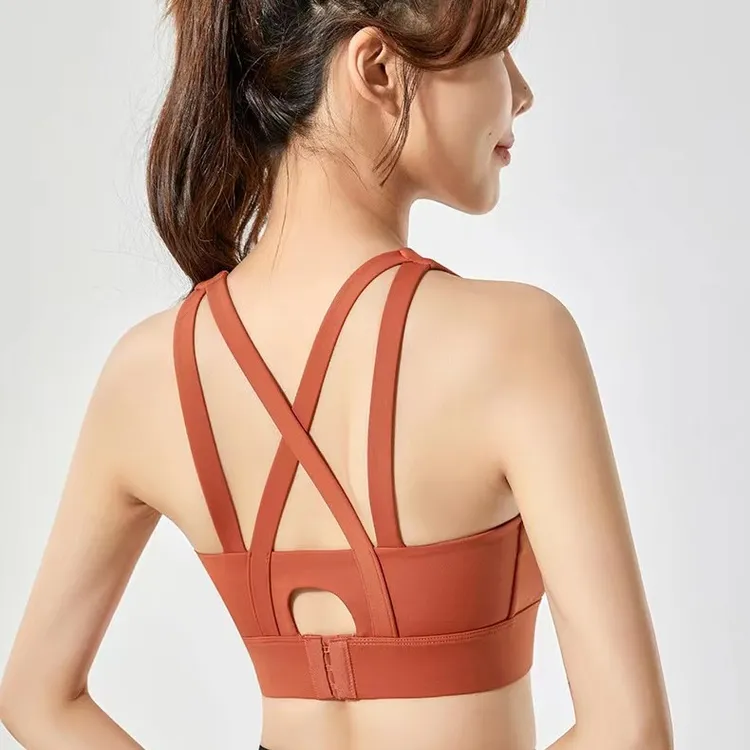 一体杯速干运动内衣防震聚拢瑜伽美背跑步健身跑步高强度背心防震