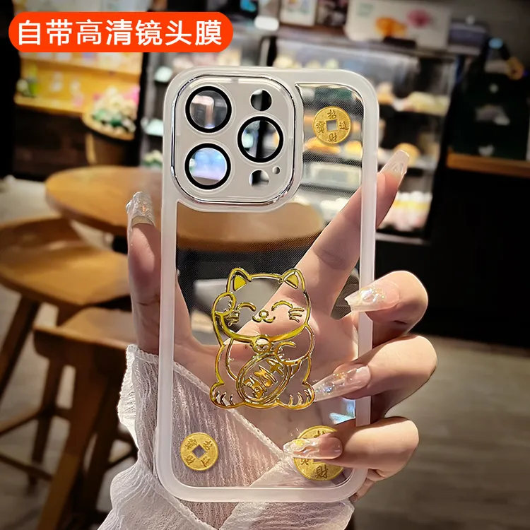 适用oppo荣耀17苹果15plus新年9女款vivo4招财猫16promax手机壳13