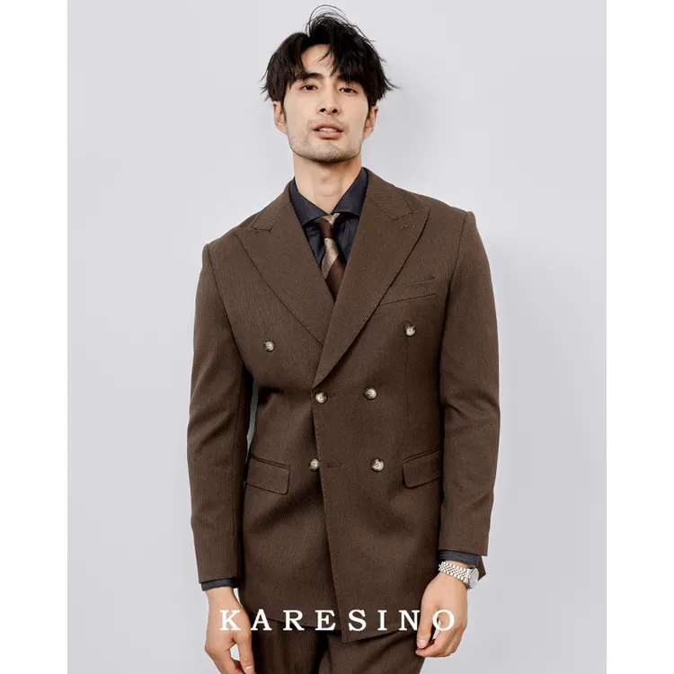 KARESINO男士高端商务双排扣西装修身正装婚礼宴会职场西服套装男