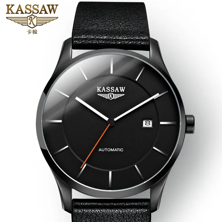 KASSAW/卡梭男士手表全自动机械表超薄防水真皮时尚男士品牌手表