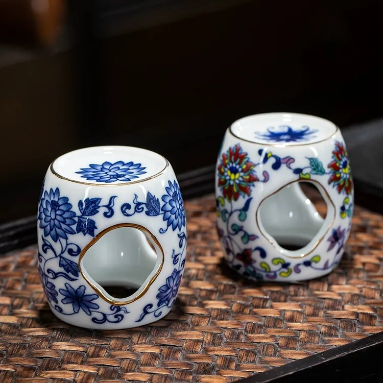 复古青花瓷茶盖置陶瓷壶承家用白瓷茶具茶道茶玩干泡台茶盘