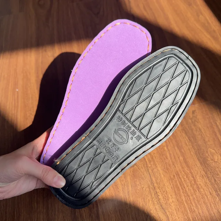 【买5 双送一双】孺子牛平跟双层上线轮胎底手工布鞋毛线钩拖鞋底