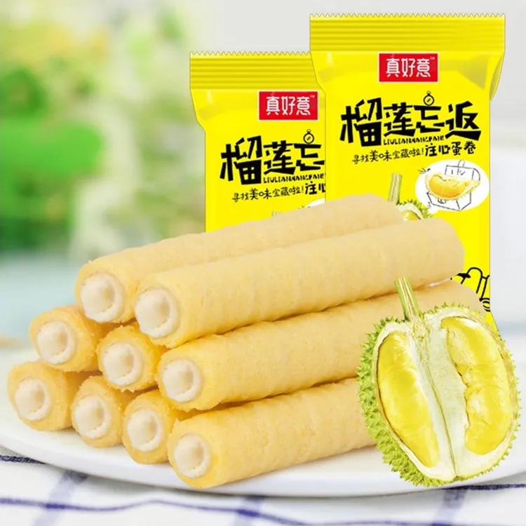 【买一箱送一箱】真好意榴莲忘返手工鸡蛋卷零食饼干榴莲注心蛋卷