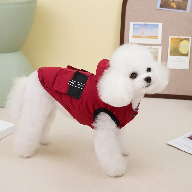 金冠宝贝狗狗秋冬新款抗寒网红口袋摩登马甲两脚棉衣宠物用品服装