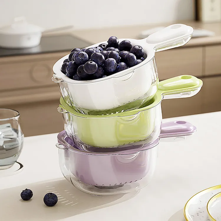 手柄双层洗水果神器沥水篮厨房家用新款客厅淋水篮精致小果盘