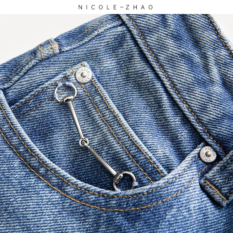 3NKN224/3NKN224D【贵姐NICOLE】土耳其进口面料毛边牛仔裤