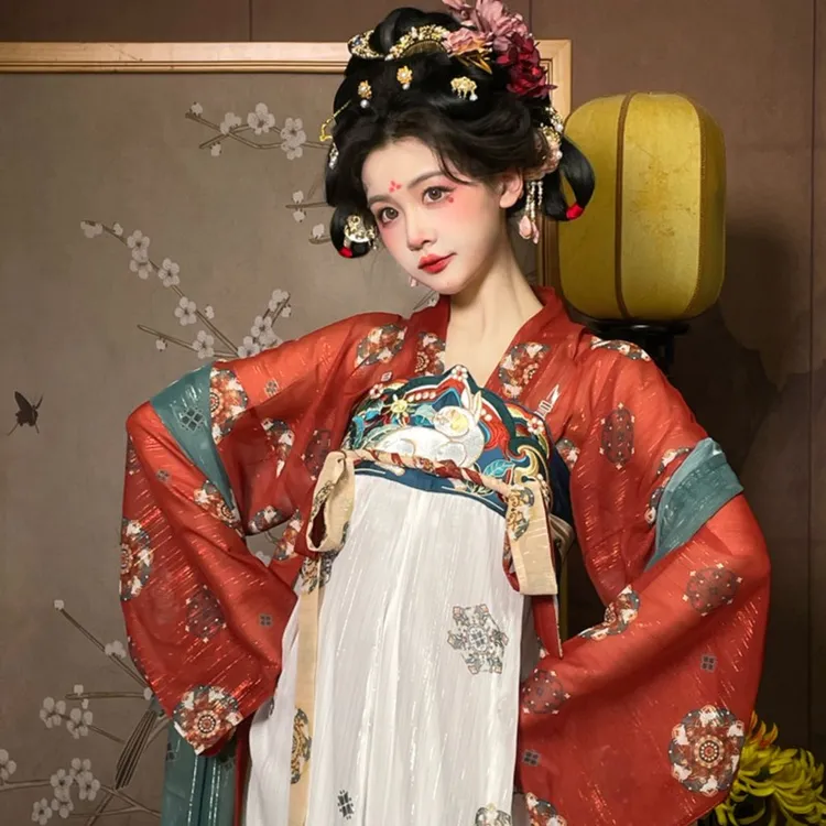 轻汉坊【鎏金夜宴】原创正品汉服女春唐制齐胸襦裙国风夏季印花