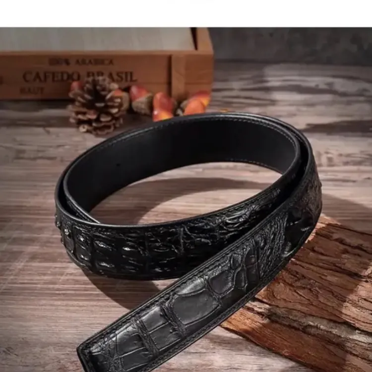 3.8宽打孔鳄鱼皮腰带骨皮 肚皮休闲腰带
