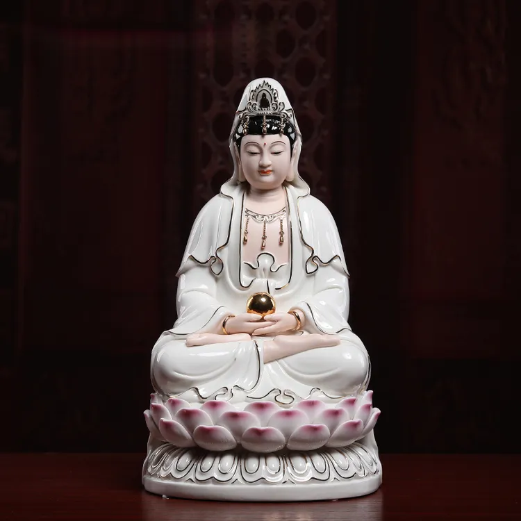 七珍陶瓷摆件 宝珠  观/音抱珠捧珠家居工艺品摆件