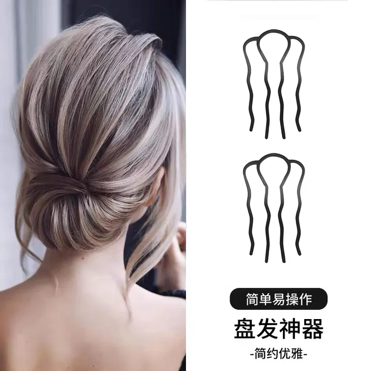 盘头发发梳优雅神器发簪简单卡发卡子头饰品丸子头U型顶夹发夹簪