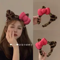 豹纹猫耳蝴蝶结发箍女2025新款洗脸压头发可爱发箍毛绒头饰爆款女