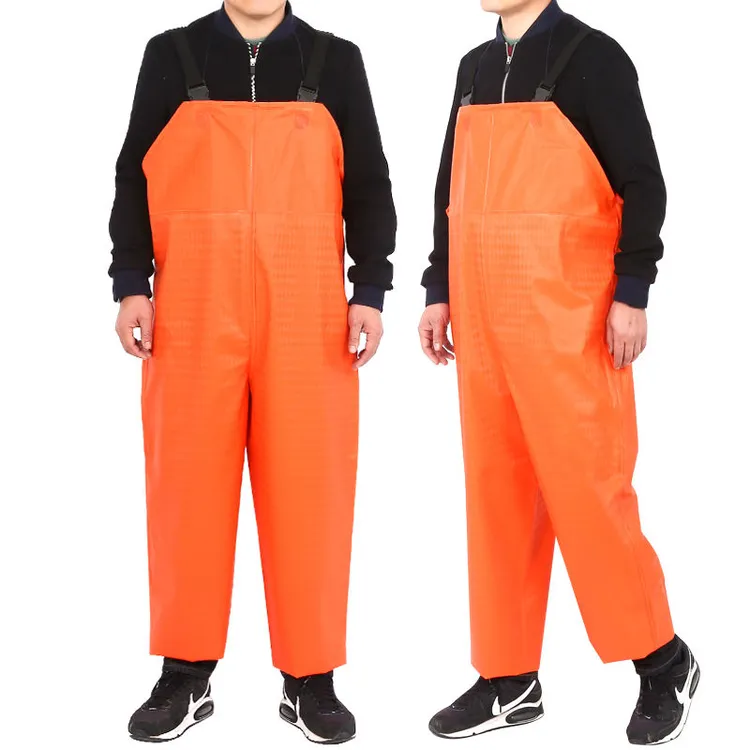 劳保养殖雨裤薄款劳保PVC针织布背带雨裤针织布抓鱼涉水防水裤