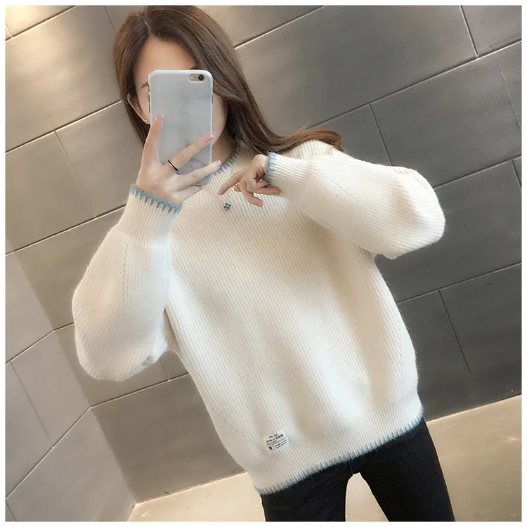 女大童毛衣12岁日系甜美15初中学生女孩宽松加绒加厚针织打底衫