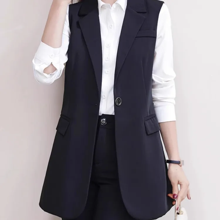 黑色西装马甲女款外套背心2025春秋新款上衣修身外穿无袖气质马夹