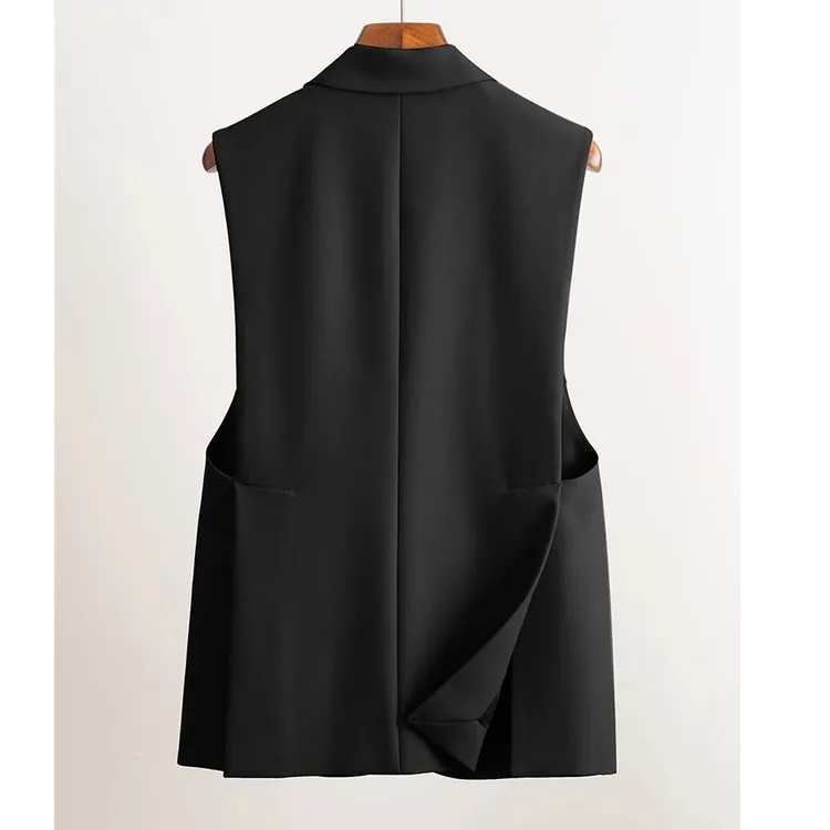 黑西装马甲女春秋新款休闲宽松韩版显瘦坎肩上衣短款西服马夹外穿