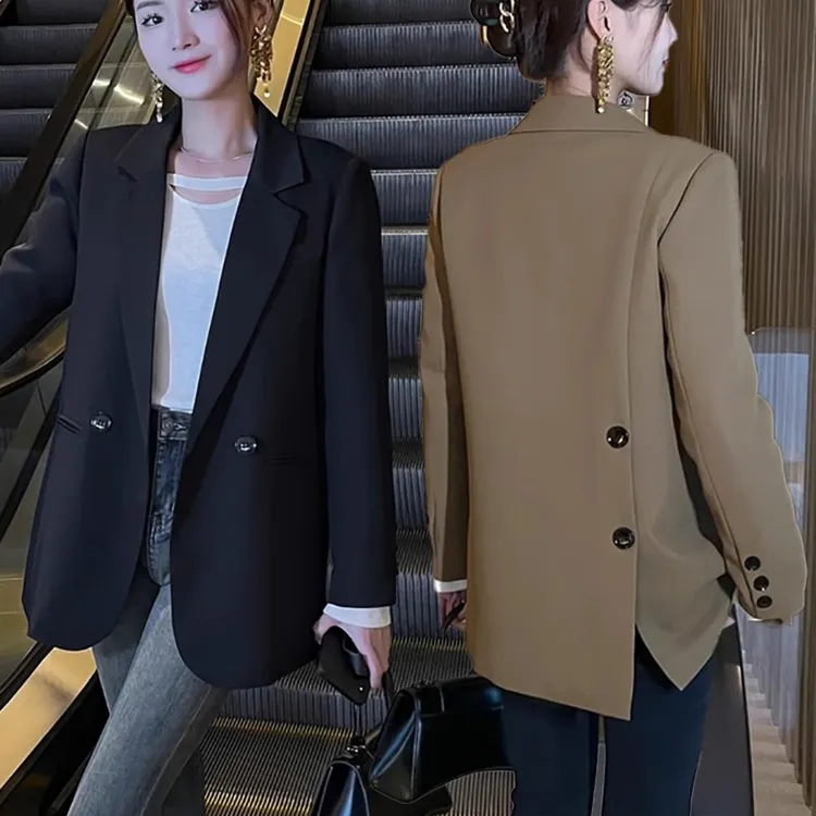 欧货时尚休闲小西装外套女2025秋冬新款小众夹棉加厚修身西服上衣