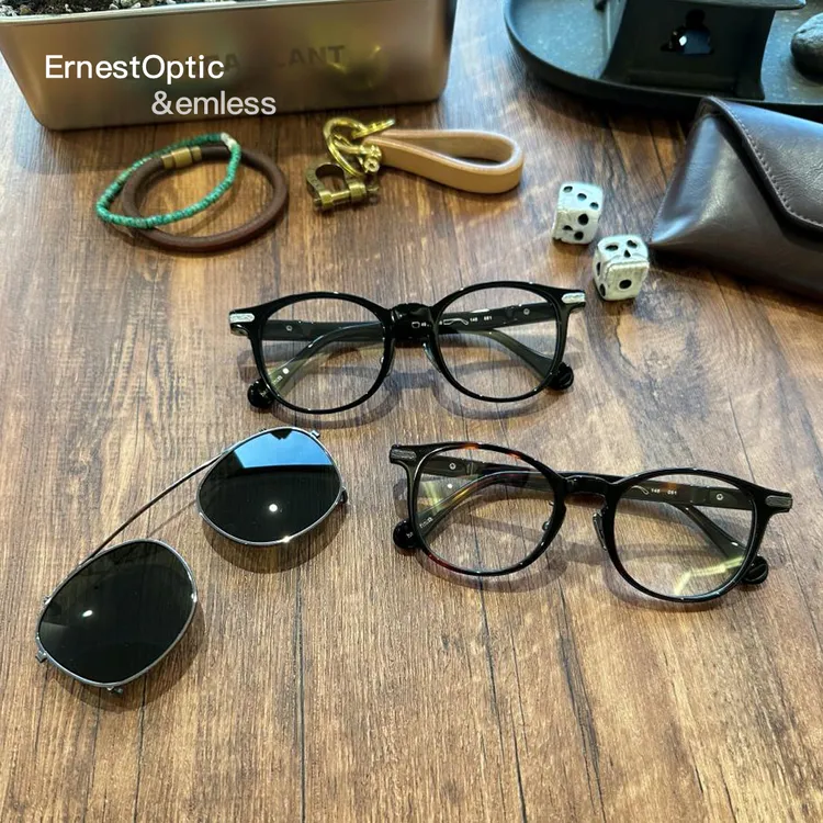 Ernest Optic/欧内近视眼镜中性板材复古文艺偏光夹片手工百搭