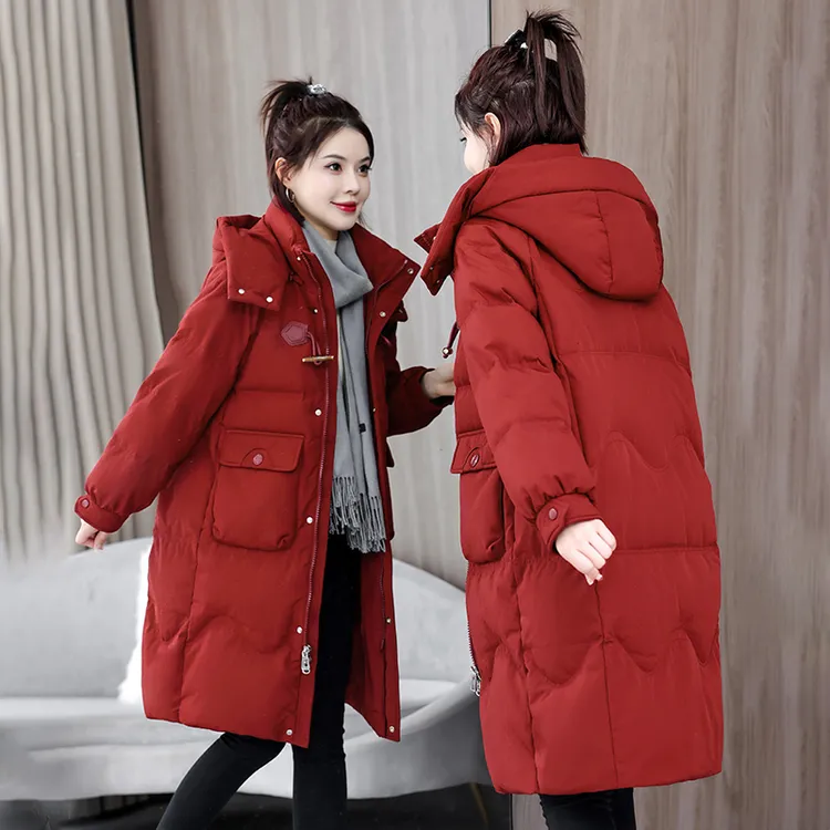 加厚棉服女中长款宽松韩版面包服女款过膝冬装外套气质服装新款潮