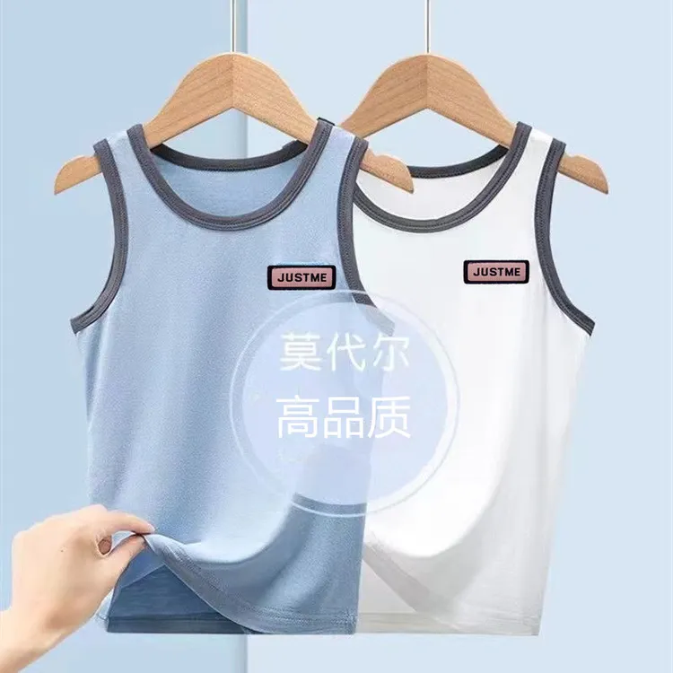 夏季儿童a类莫代尔背心男女童T恤中大童薄款打底无痕宝宝外穿背心