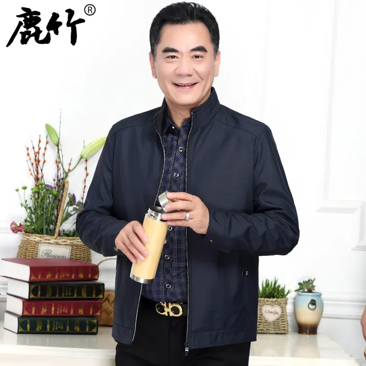 2025春秋季爆款爸爸装立领行政夹克中年男士宽松外套老干部上衣服